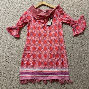 Cabana Life Pink and White Patterned Dress